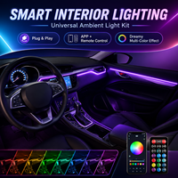 Kit d'éclairage d'ambiance universel 12V 10-en-1 aux couleurs Symphony pour toutes les voitures, bande LED acrylique, contrôle par application, garantie 1 an, vente en gros usine