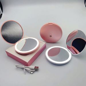 Portable Mini LED Makeup Mirror with <b>USB</b> Magnetic <b>Switch</b> Touch-up Eyelash Tweezers Mini Handle Cosmetic Mirrors - Product Image 1