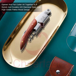 Ouvre-bouteille de vin en bois de rose et en liège, avec sac en cuir PU et ouvre-vin avec étui en cuir, prix d'usine, - Product Image 6