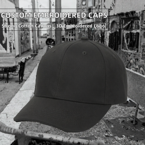 Casquette de baseball noire réglable à 5 panneaux en sergé 100 % coton avec visière incurvée pour l'été et les sports - Product Image 2