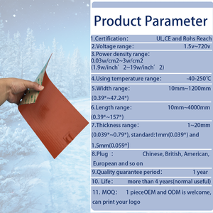 Certified Custom Quality 220V Industrial Flexible Silicone Rubber Band <strong>Heater</strong> /CE Certifications 1 Year Warranty -40C 250C - Product Image 3
