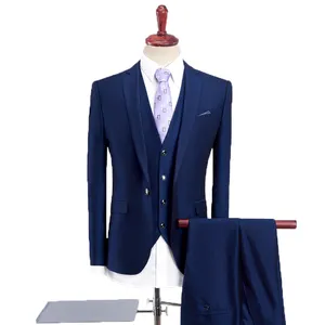 Oem Manufacturers New Design Coat Pant Men Three Piece Royal Blue Suit