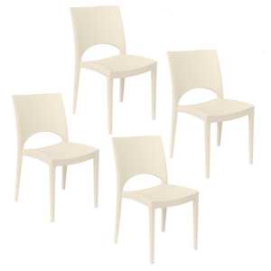 Sillas de jardín de polipropileno color marfil, 47x51x80 cm, juego de 2 sillas apilables para exterior - Product Image 1