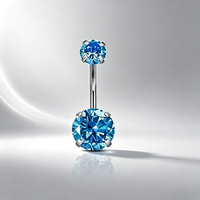 Anneau de nombril en zircon 5A poli miroir, en acier chirurgical 316L, serti à quatre griffes, bijou de corps pour femme
