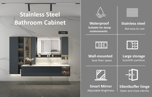 BAINENG spécial acier inoxydable flottant dégagement commercial salle de bain vanité armoire salle de bain armoires <span class=keywords><strong>et</strong></span> vanités - Product Image 4