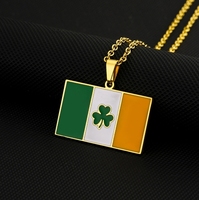 Retro Tropfenöl Irische Flagge Edelstahl-Halskette für Männer Frauen Paare St. Patrick's Day Schulanfang Neujahr Trend-Accessoire