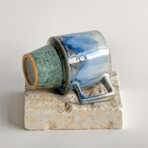 Taza de Café y Taza de Latte de Cerámica de Color Sólido Retro de Lujo Azul Montaña para Parejas - Product Image 4