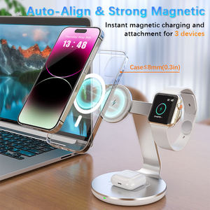 Support de chargeur sans fil magnétique 3 en 1 15W, adapté au chargeur rapide Apple Watch, adapté aux <span class=keywords><strong>Airpods</strong></span> Pro - Product Image 3