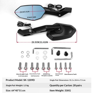 Espejos Retrovisores para Motocicleta de Fibra de Carbono, Lentes Azules Antideslumbrantes con Luz de Señal de Giro, Espejos Laterales Ajustables en Múltiples Ángulos - Product Image 6