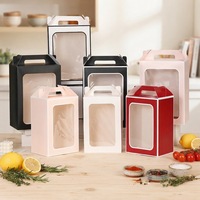 Scatola Regalo Portatile con Finestra Trasparente e Fiocco in Nastro, Confezione Trasparente per Bouquet di Fiori e Bomboniere