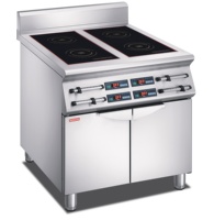 Cuisinière à induction commerciale 4 brûleurs, robuste, en acier inoxydable, à économie d'énergie avec protection contre la surchauffe, 3,5 kW
