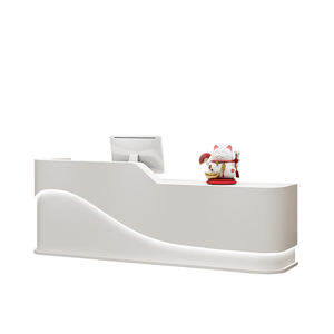 Bureau de réception moderne de luxe en bois blanc à motif personnalisable avec plusieurs espaces de rangement pour salon, hôtel, boutique - Product Image 1