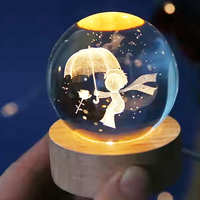 Cadeau original, boule de cristal de 80 mm avec gravure laser 3D, Princesse des neiges, décoration de bureau, lampe de nuit, lampe de nuit en cristal pour cadeau d'enfant