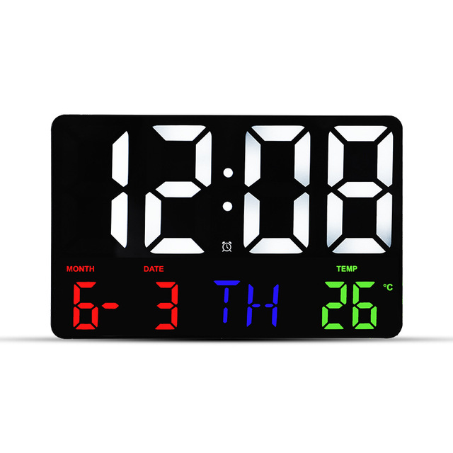 Remote Control Dual Electronic Alarms Date Week Display Memory Function Wall-mounted Living Room Large LED Digital Wall Clock