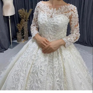 S8775F haute qualité bohème a-ligne robe de mariée blanche dentelle Royale nouveaux bijoux en diamants vente chaude pour mariée africaine grande remorque - Product Image 6