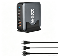 6-Port 220W GaN-Technologie USB-Ladegerät mit 2 USB-A und 4 USB-C PD-Anschlüssen Laptop-Netzteil für Zuhause und Büro