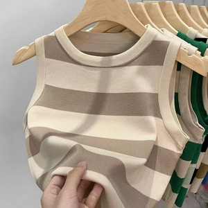 Suéter recién llegado, suéter de mujer con bloque de Color, cuello redondo, chaleco de punto sin mangas, moda de verano, suéter de secado rápido para mujer - Product Image 4