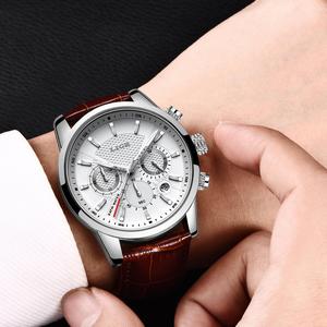<span class=keywords><strong>Montre</strong></span> LIGE LG9866 en cuir marron avec 3 sous-cadrans pour <span class=keywords><strong>homme</strong></span>, chronographe analogique à quartz, étanche, lumineuse, <span class=keywords><strong>montre</strong></span>-bracelet de créateur pour <span class=keywords><strong>homme</strong></span> + boîte - Product Image 6