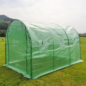 वाटरप्रूफ भारी शुल्क गैल्वेनाइज्ड स्टील फ्रेम बड़ा आउटडोर गार्डन वॉक-इन सुरंग ग्रीनहाउस 6 विंडो और पी कवर के साथ - Product Image 6