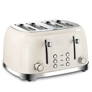 Torradeira elétrica para café da manhã, 6 velocidades retrô hambúrguer, toaster automático, 4 fatiadores, toaster de pão