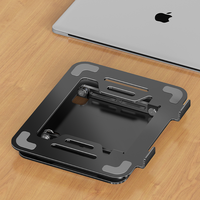 Penyangga Laptop Meja Laris Manis, Dapat Disesuaikan, Logam Hitam, untuk MacBook Air Pro, HP, Dell XPS, Lenovo, Semua Laptop