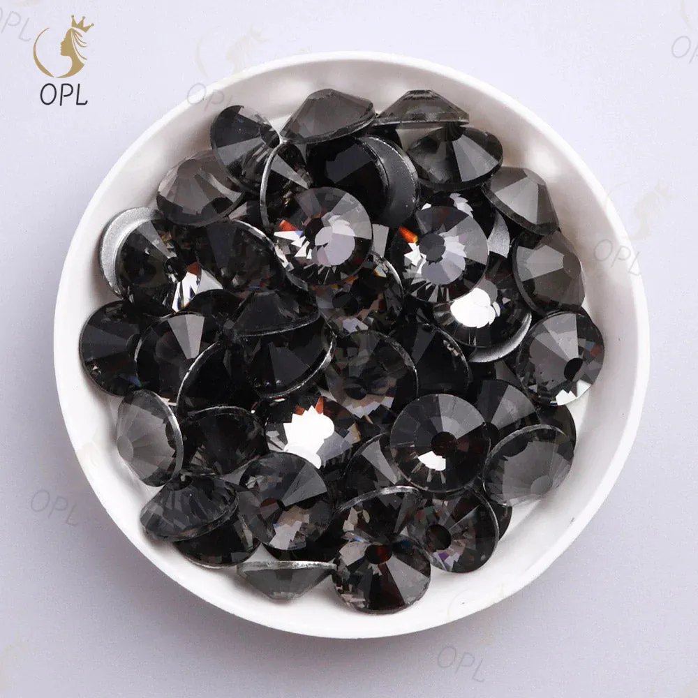 OPL Flatback Black Diamond Glass Stones - Korean SS10 Non-Hotfix Crystal Rhinestones in Bulk for Versatile Decorations