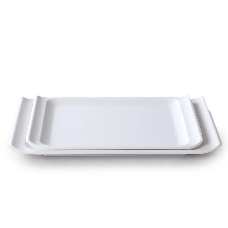 Melamine Hội Đồng Quản trị với logo, trắng hình chữ nhật bán buôn nhựa ăn tấm, Truyền Thống Trung Quốc Bộ đồ ăn