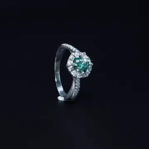 خاتم زفاف وخطوبة فاخر من الفضة الإسترلينية عيار 925 مع حجر الموزانيت ومرصع بالألماس الكامل على شكل نجمة سداسية - Product Image 6