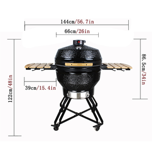 Barbecue fumoir au charbon de bois premium <span class=keywords><strong>26</strong></span> <span class=keywords><strong>pouces</strong></span> avec chariot, étagères latérales, design pliable coréen et grilles en acier inoxydable pour l'extérieur - Product Image 2