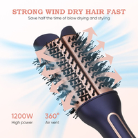 Brosse sèche-cheveux professionnelle 3 en 1, styler à air chaud avec céramique ionique pour un brushing rapide, des boucles et un lissage à domicile