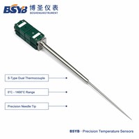 S-Type Dual Thermocouple Probe Pt-Rh 0-1600 deg C Precision Temperature Sensor for Lab & Industry