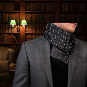 Black Double Sided Scarf with White Polka Dots - Product Image 3