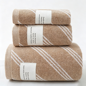 Ensemble <span class=keywords><strong>de</strong></span> serviettes en tissu éponge 100% coton, absorbant l'eau, durable, à rayures diagonales blanches, pour la famille, la salle <span class=keywords><strong>de</strong></span> sport, les centres <span class=keywords><strong>de</strong></span> villégiature, promotionnel - Product Image 2