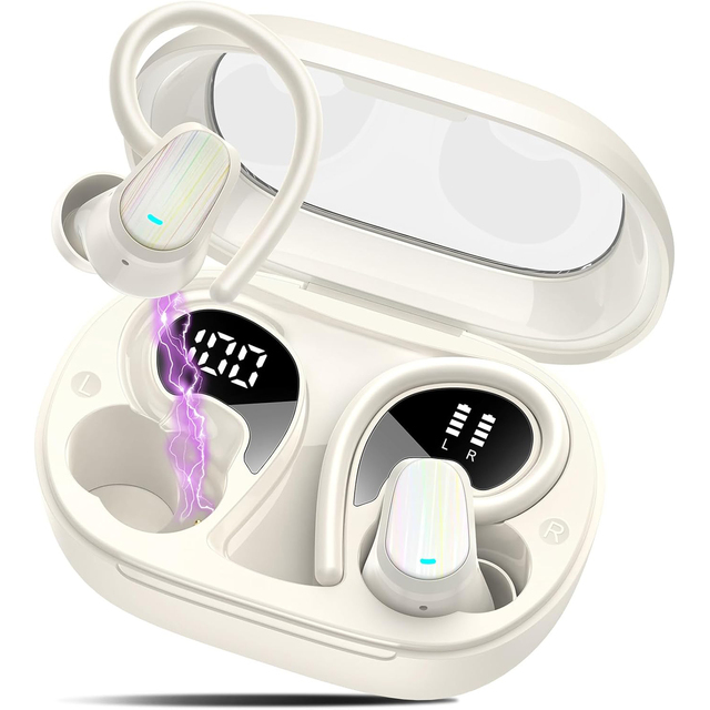 For Sports Headphones Wireless for 5.3 10Hrs Playtime IPX4 Waterproof Earbuds LED Battery Indicator Type-C Charging