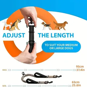 Guinzaglio per cani resistente regolabile di lusso resistente resistente riflettente <span class=keywords><strong>Bungee</strong></span> Modulare piombo morbido imbottito impugnatura senza guinzaglio per animali domestici - Product Image 5