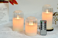 Kanlong Lot de 3 bougies électroniques LED rayées en verre sans flamme pour Noël