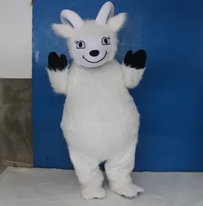 Funtoys adedi 1 adet hayvan oyuncak özel beyaz keçi peluş maskot kostüm oyuncak çiftçi maskot kostüm özel beyaz keçi maskot