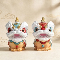 Ornement traditionnel de danse du lion en résine, mascotte chinoise, décoration d'intérieur, coffret cadeau souvenir