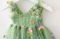 Robe d'été 2026 pour enfants, broderie florale, en tulle, sans manches, motif papillon, pour petites filles, robe tutu