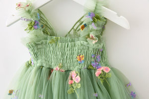 2025 estate abiti da bambina in Tulle floreale ricamato per festa di compleanno per bambini senza maniche abito Tutu per bambine e bambine - Product Image 4