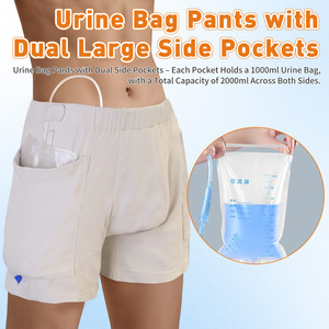 Pantalon Hainas pour sacs à urine, gris, pratique pour les sorties, peut contenir des sacs à urine, des sacs de drainage, pantalon à grandes poches - Product Image 4