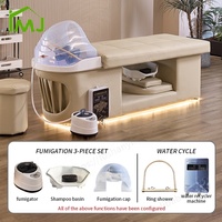 Table de Lavage pour Tête, Lit de Shampoing de Salon de Beauté Professionnel avec LED Intégrée et Massage Spa d'Usine