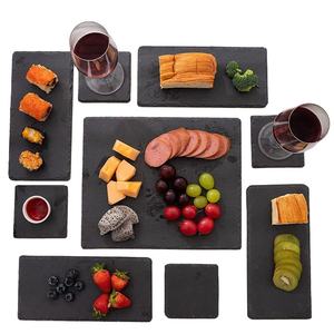 Tablas Rectangulares Desechables de Pizarra Negra para <span class=keywords><strong>Sushi</strong></span>, Charcutería y Quesos con Asa de Cuerda - Product Image 4