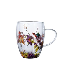 Gobelet Double Paroi Transparent en Borosilicate avec <span class=keywords><strong>Fleur</strong></span> Naturelle Séchée pour Eau, Café, Jus. Idéal pour Fêtes et Cadeaux - Product Image 5