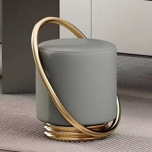 Upholstered Footstool Ottoman Round Pouffe Footstool Footrest <b>Stool</b> Change Shoes <b>Stool</b> for Living Room and Bedroom - Product Image 5