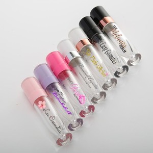 Tube de brillant à lèvres rond en plastique de 7 ml, avec applicateur, couleurs <span class=keywords><strong>rose</strong></span> fuchsia, violet, blanc, noir – En stock, vente chaude - Product Image 6