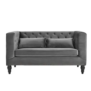 Estilo Europeo tendencia sofás sofá 2 asiento negro de tela de terciopelo de dos asiento del sofá