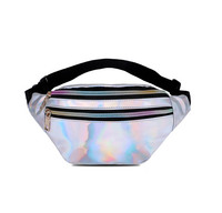 Sac banane holographique imperméable en PU avec ceinture réglable, sac bandoulière unisexe pour le sport, les voyages et la plage