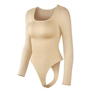 Vêtement sculptant sans couture à manches longues et col rond pour femme, vêtement sculptant grande taille pour femme, lingerie pour femme - Product Image 4