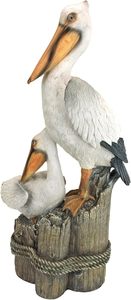 Estatua de Pájaro Pelícano para Jardín, Decoración Costera Toscano, 9x24 Pulgadas, Resina de Piedra Fundida con Acabado a Todo Color - Product Image 5